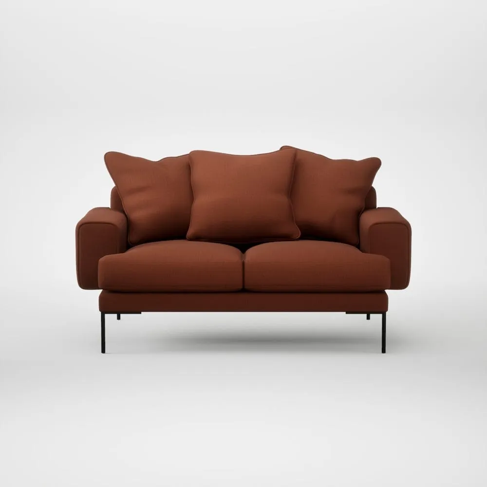 Heal's Torrington 2 Seater Sofa Smart Cotton Linen Rust Black Feet 2