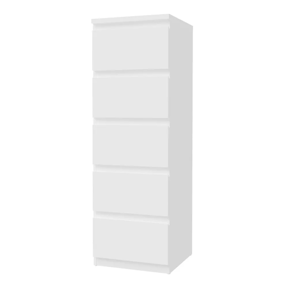 Furniture To Go Edmore 5 Drawer Tall Narrow Chest in White 4