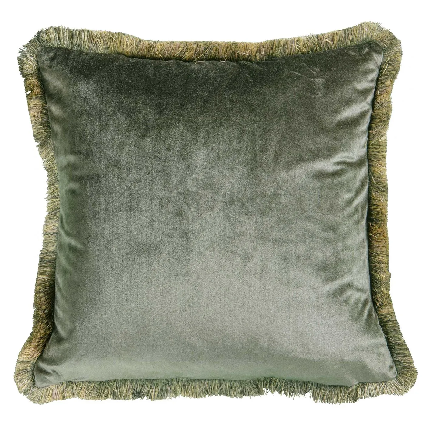 Fringed Velvet Cushion, Teal