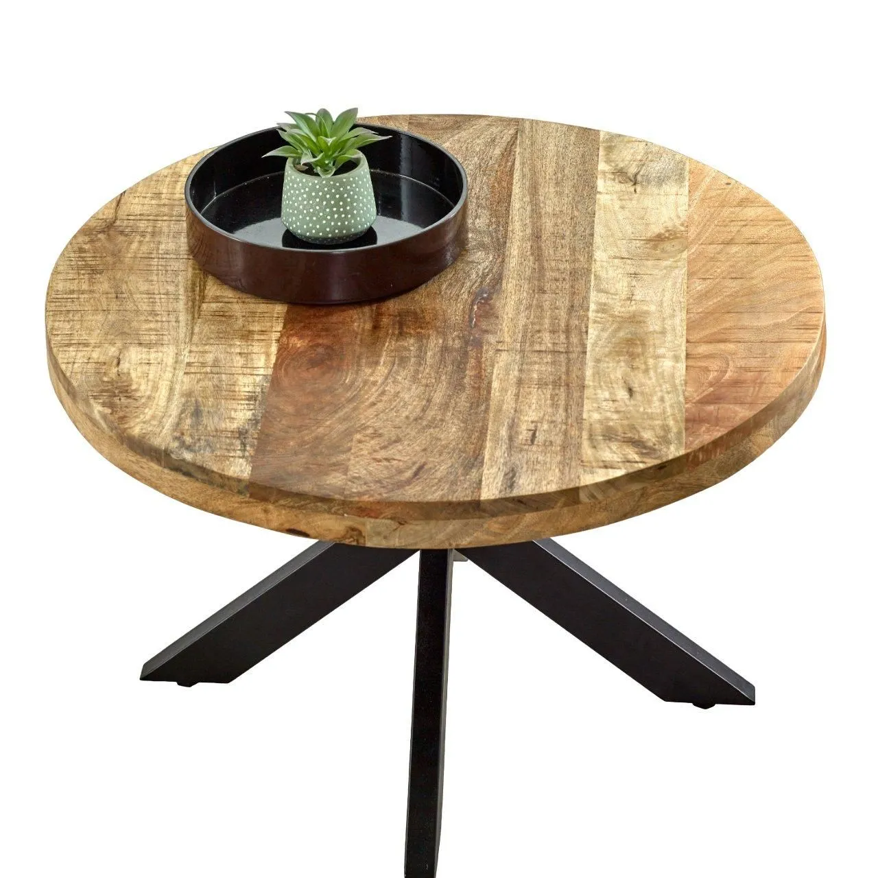 IH Design Bratton Mango Wooden Round Coffee Table Spider Legs in Brown 5