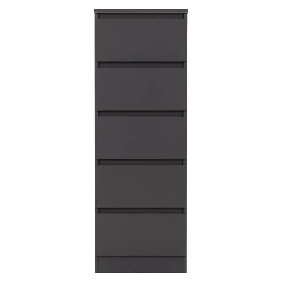 Return - Walker 5 Drawer Narrow Chest, Grey 5