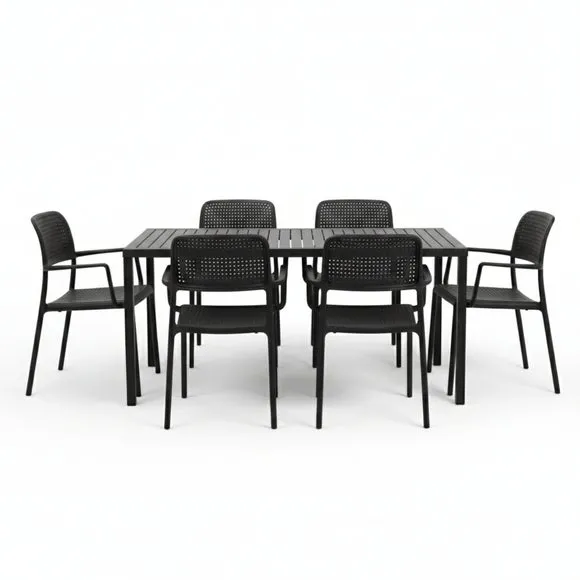 Cube Dining Table with 6 Bora Chair Set Anthracite 2