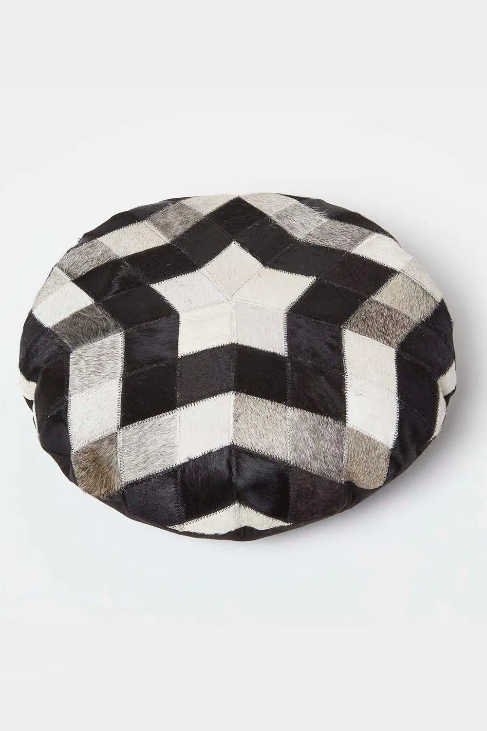 Homescapes Geometric Star Round Leather Cushion 40 cm in Brown 5