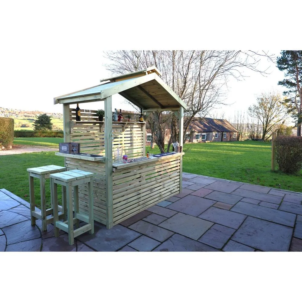 Churnet Valley Garden Furniture Ltd The Buxton Garden Bar - L111.5 X W224 X H233 cm in Light Brown 4