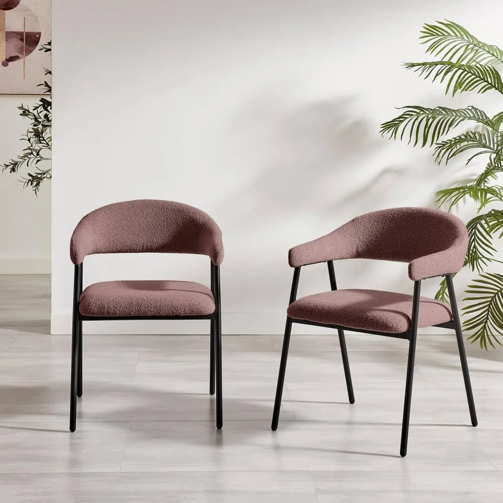 FurnitureboxUK 2x Delos Dusky Pink Fabric Dining Chairs in Terracotta 2