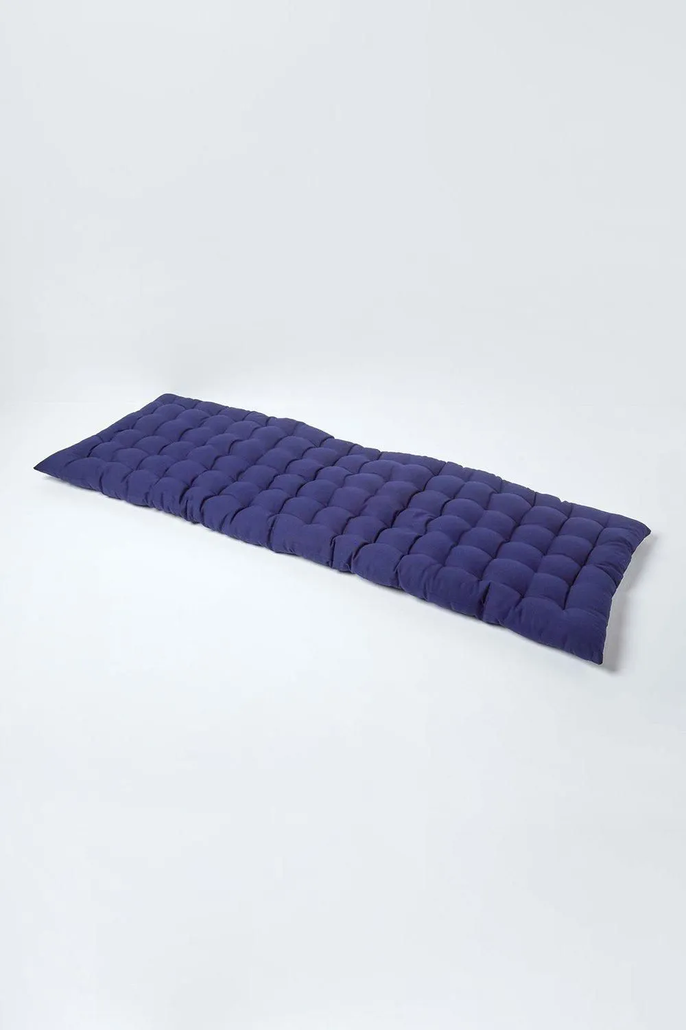 Homescapes Garden Bench Cushion Luxury 3 Seater Cotton Indoor Outdoor Pad, 143 x 48cm in Navy 1