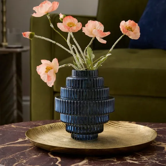 Ribbed Stepped Glass Vase