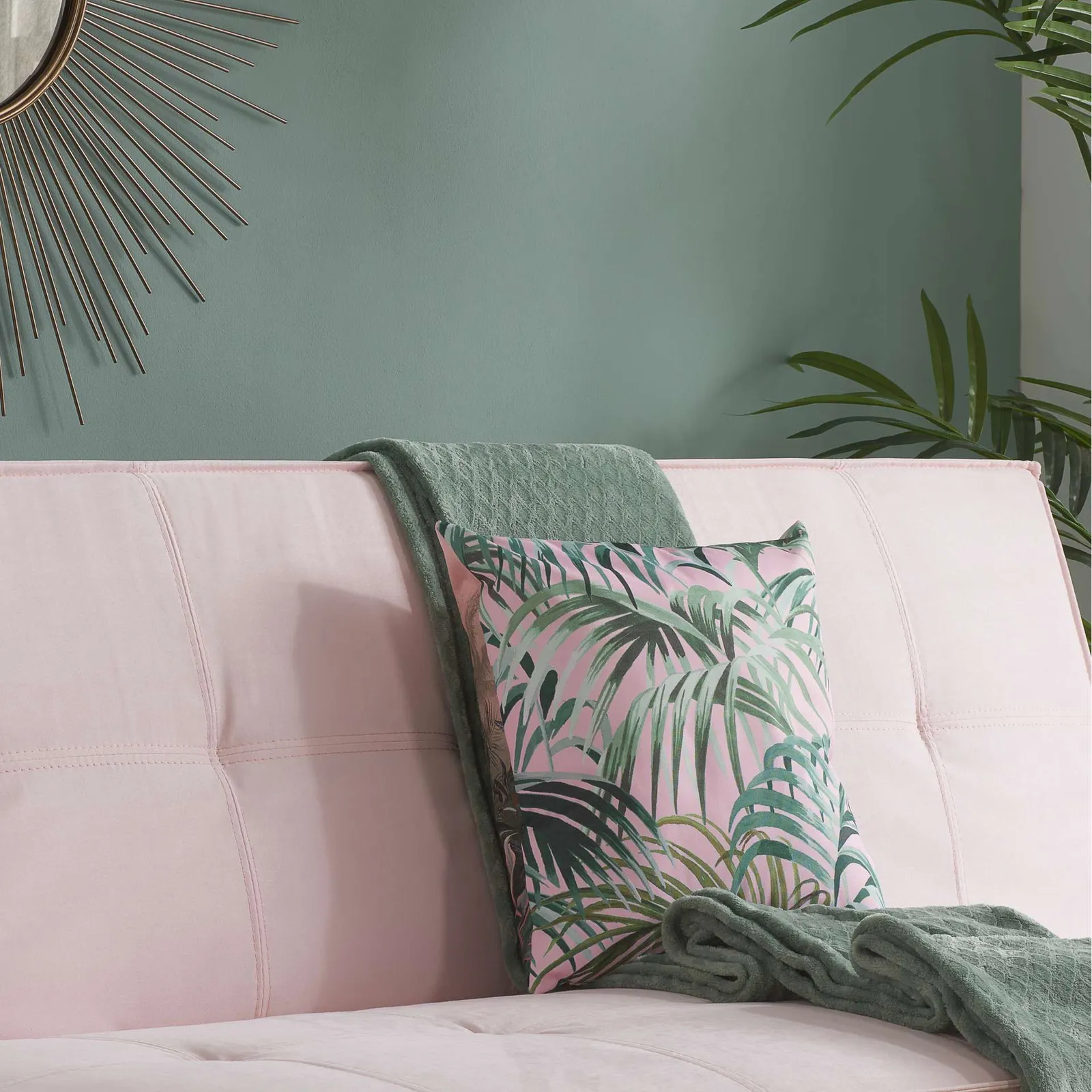 Birlea Velvet Sofa Bed Aurora 3 Seater Settee Modern Fabric in Pale Pink 4