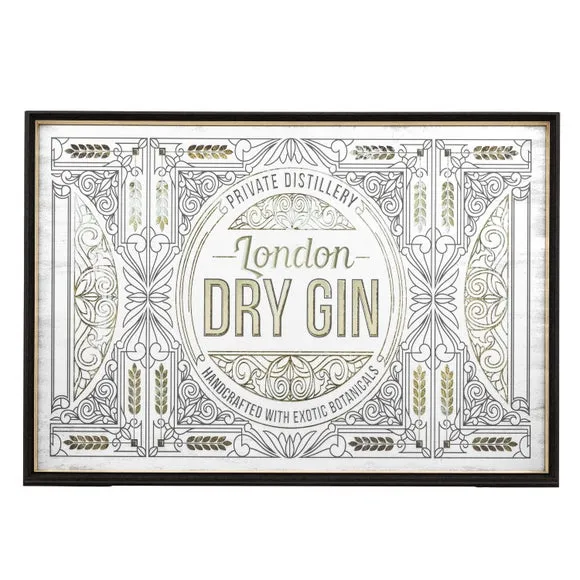 Cedar and Sage Antique Printed London Dry Gin Wall Mirror