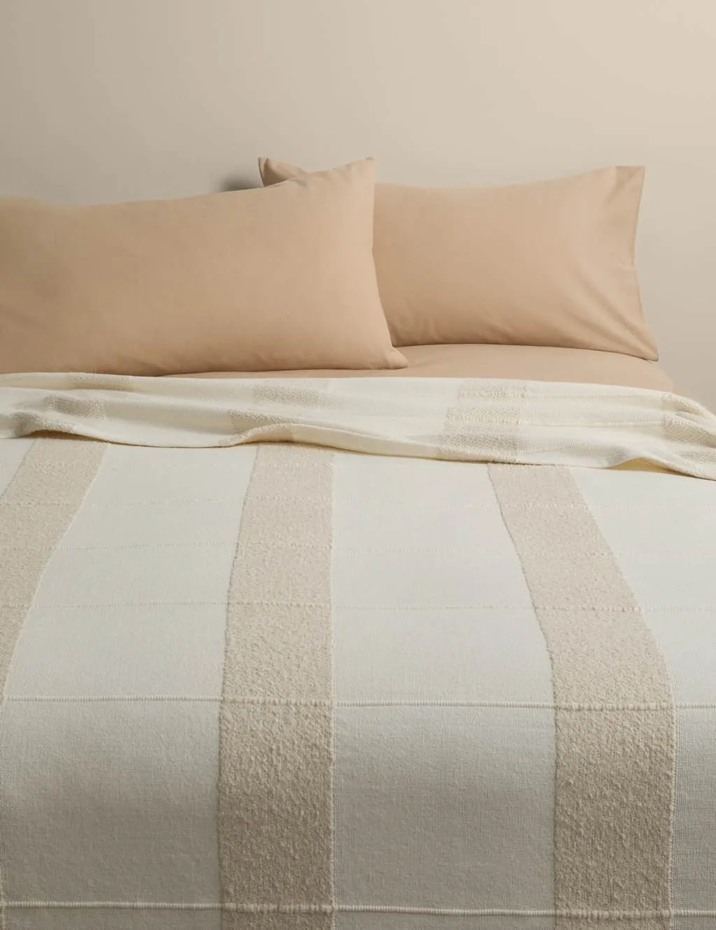 M&S Pure Cotton Woven Boucle Bedspread Linen