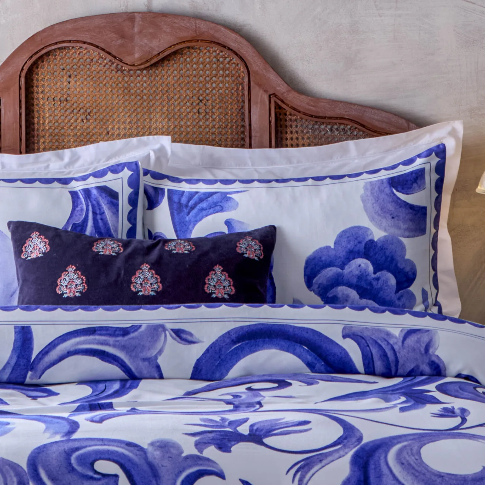 Paoletti Azzuro Printed 100% Cotton Pillowcases in Blue 2