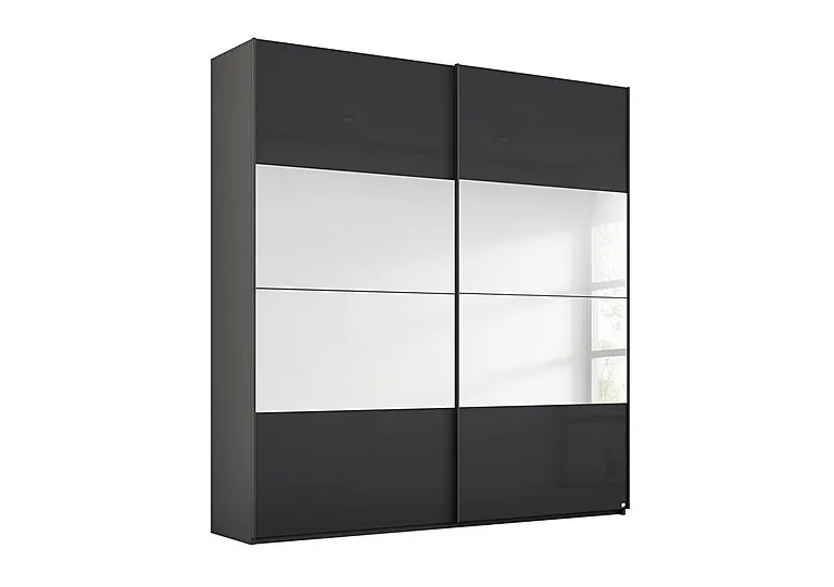 Formes Glass 2 Door Sliding Wardrobe with Mirror - Graphite/Basalt Front