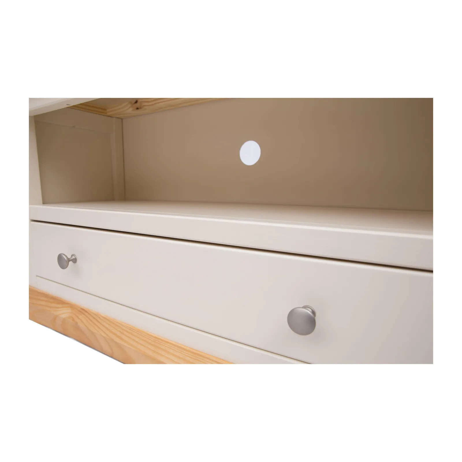 Cabinet Bits Trevi Off-White 1 Drawer TV Cabinet Chrome Knob 5