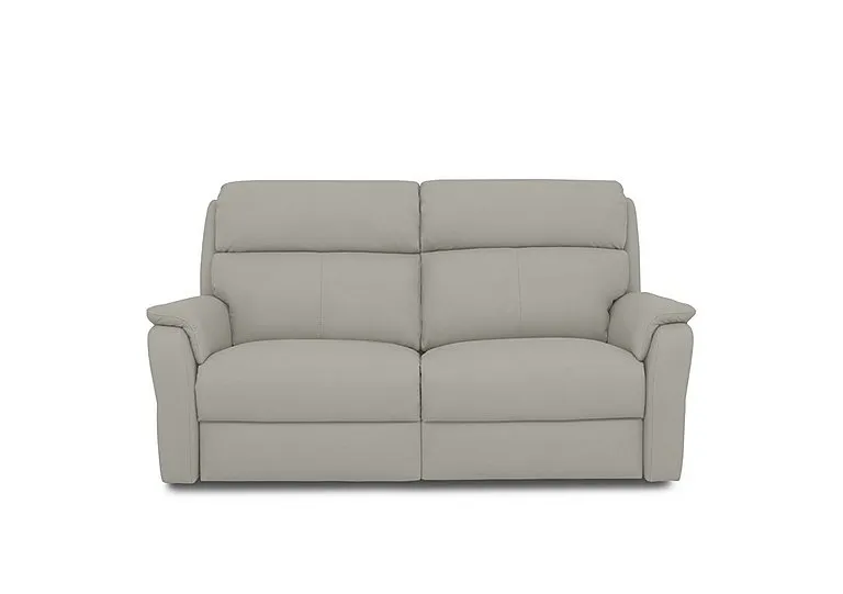 Vito Leather 2 Seater Recliner Sofa with Headrests and Power Lumbar - Torello Tortora