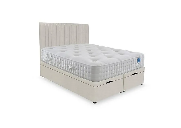 Ortho 2000 Manual End Ottoman Divan Set - King Size - Plush Ecru