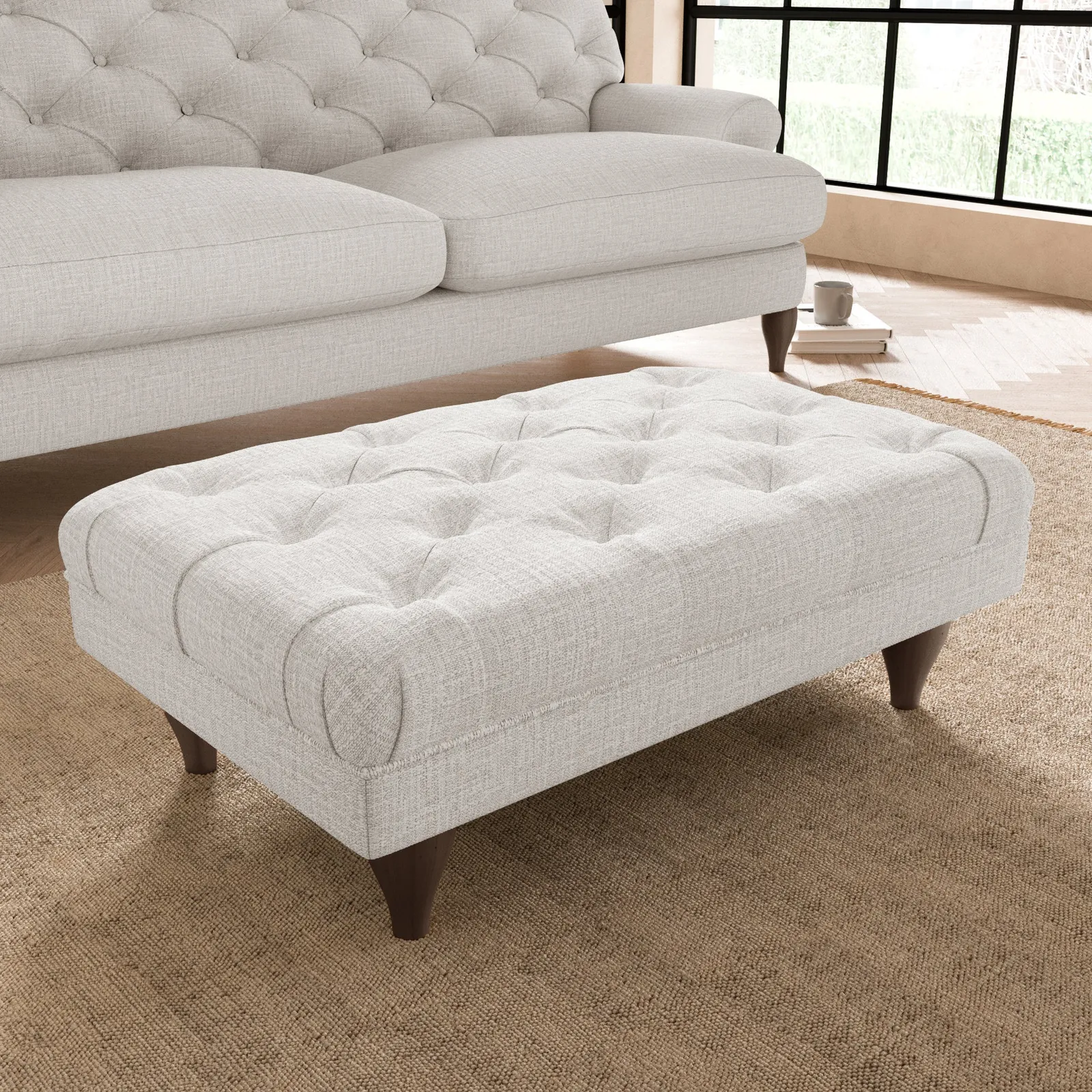 Warwick Textured Weave Footstool Textured Weave Sandstone