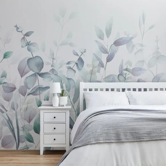 Watercolour Leaves Wall Mural 2