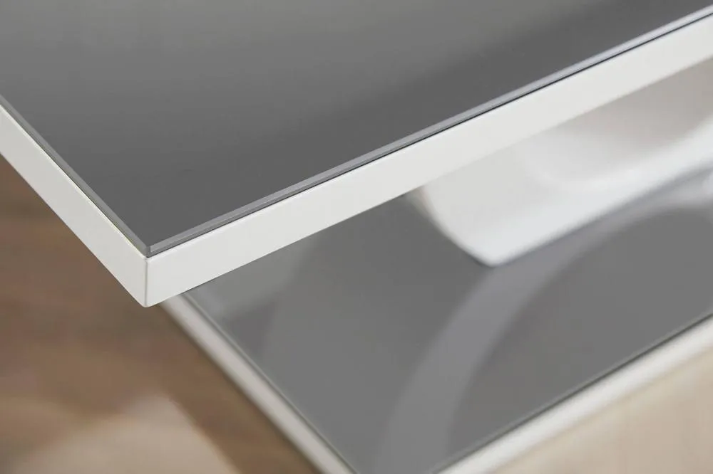 FurnitureboxUK Giovani Grey White High Gloss Glass Console Coffee End Side Table Set 4