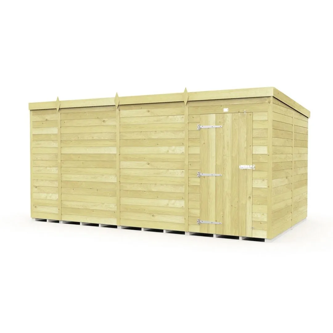 Buttercup Farm 13 x 8 Feet Pent Shed - Single Door W/O Window - L231 x W387 x H201 cm in Brown