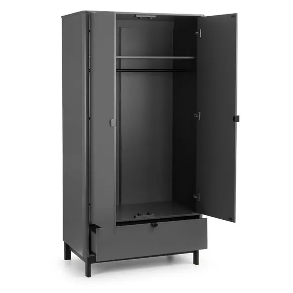 Chloe Double 1 Drawer Wardrobe, Grey 4