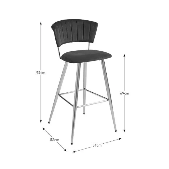 Kendall Bar Stool, Velvet 3