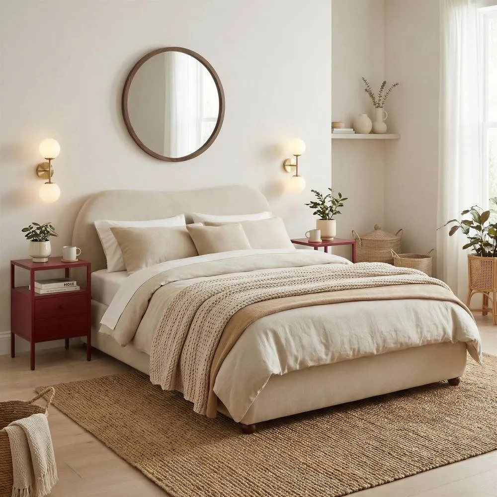 FurnitureboxUK Mabel Cream Fabric Ottoman King Size Bed Frame