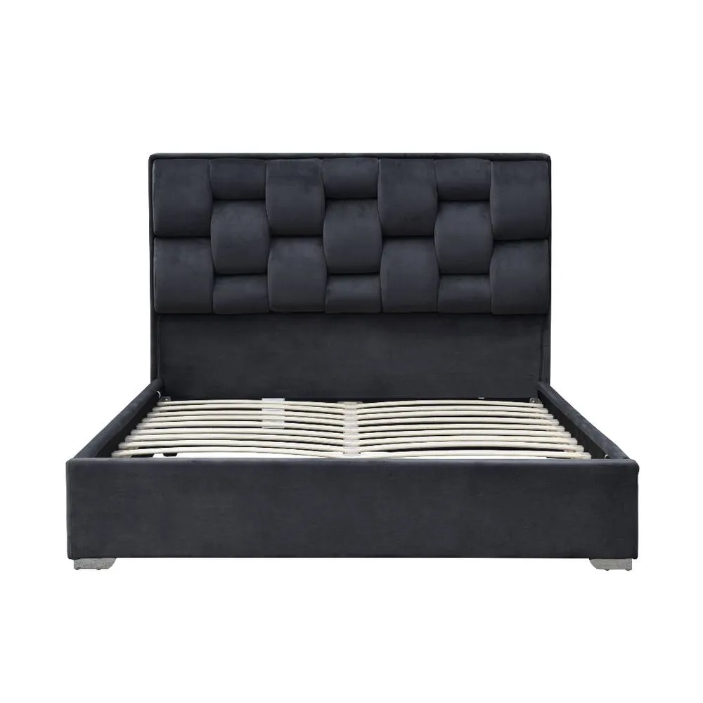 Comfy Living Ltd Plush Velvet Upholstered Bedframe in Grey 2