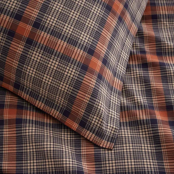 Calie Check Navy Oxford Pillowcase 3