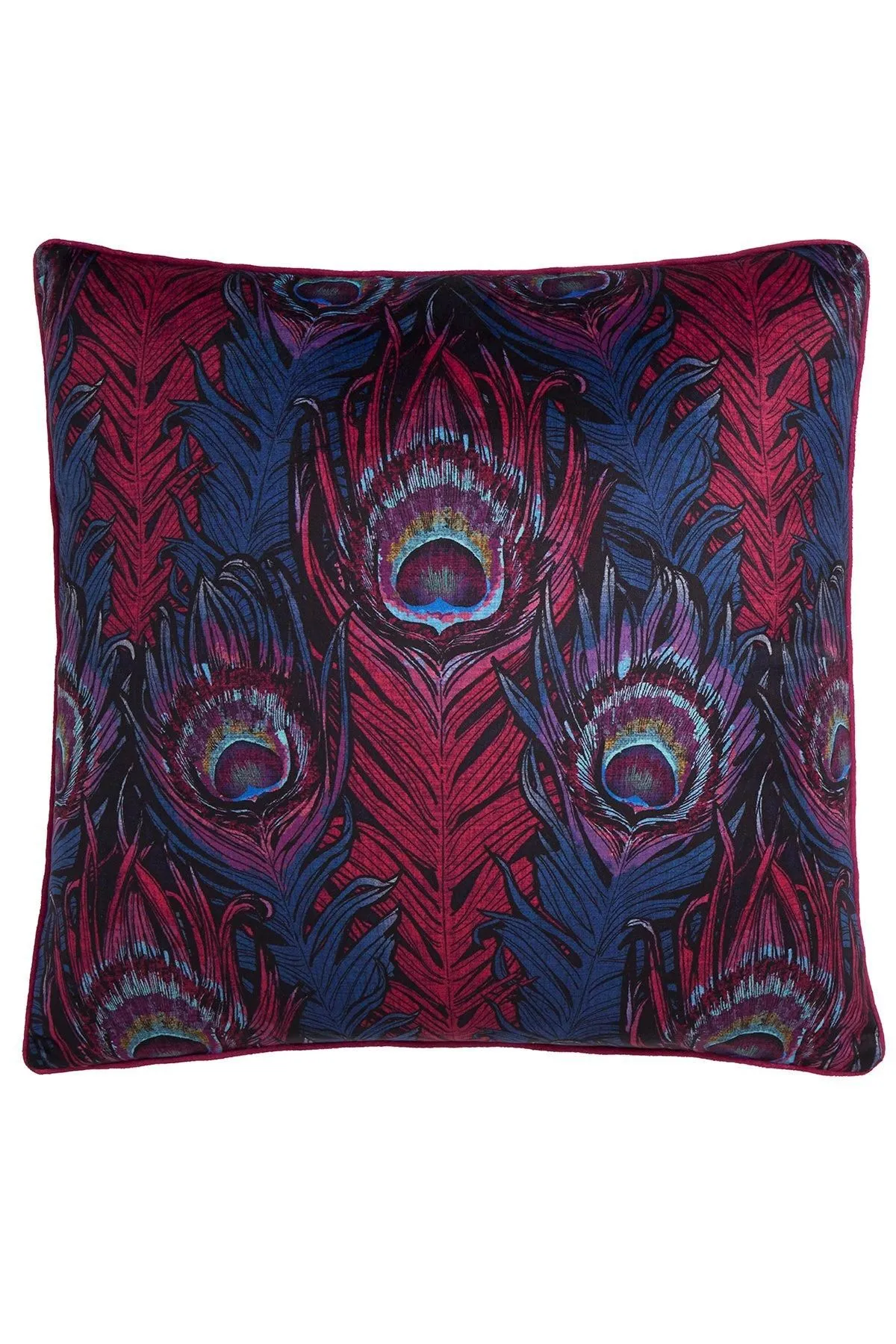 Laurence Llewelyn-Bowen 'Dandy Peacock' Jacquard Filled Cushion in Plum 2