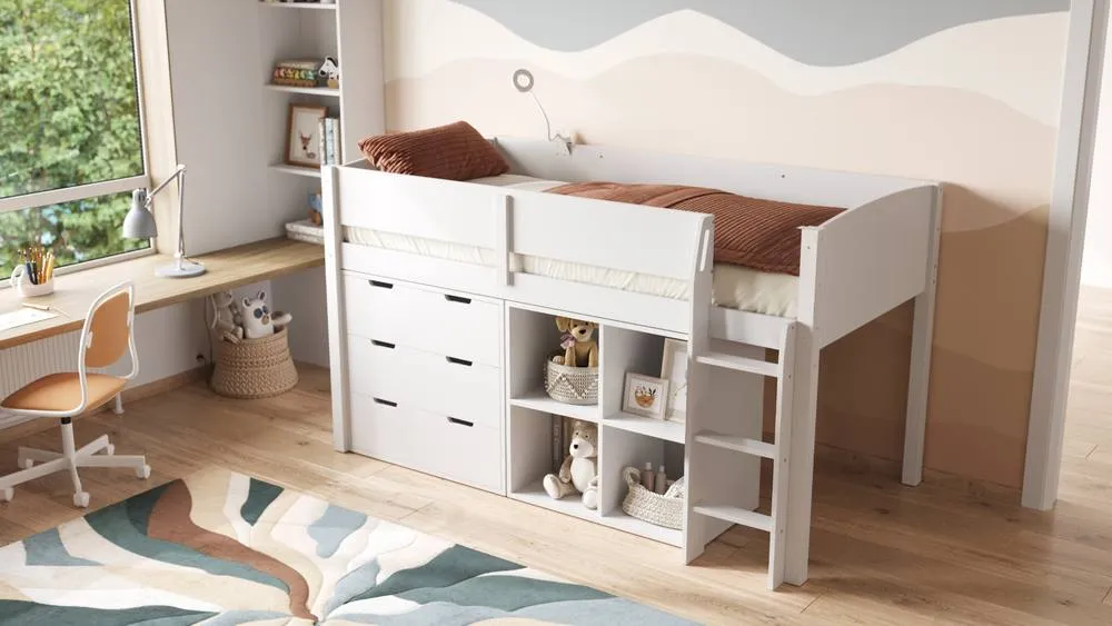 Flair Loop Mid Sleeper Bed Full Set in White