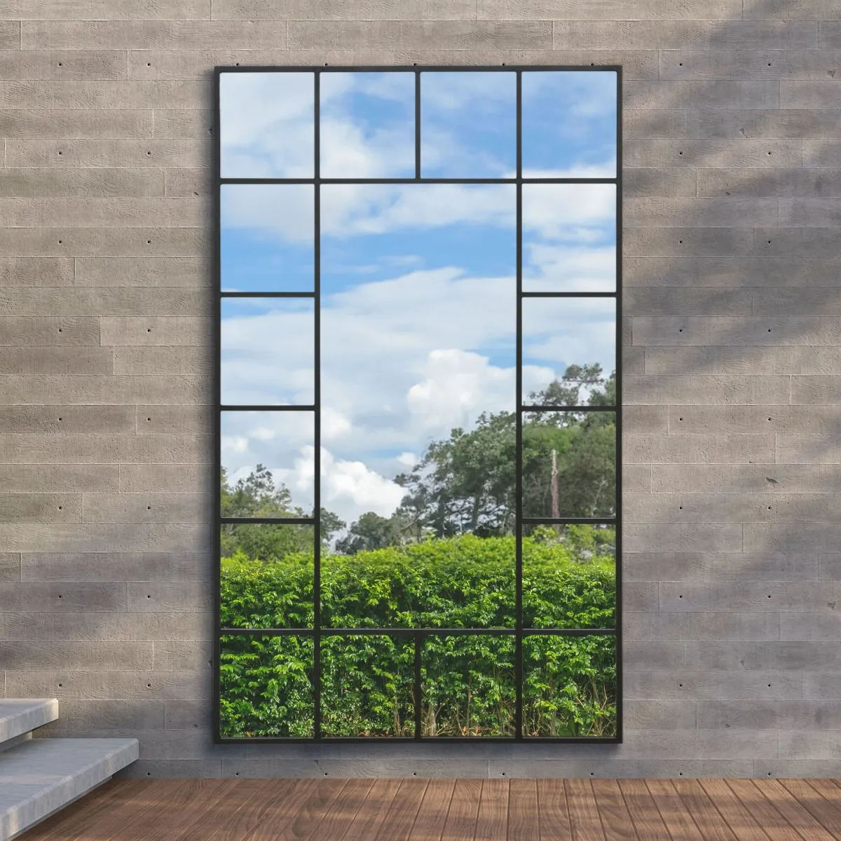 MirrorOutlet Black Modern Wall & Leaner Garden Mirror 79"x 47" 200x120cm 6