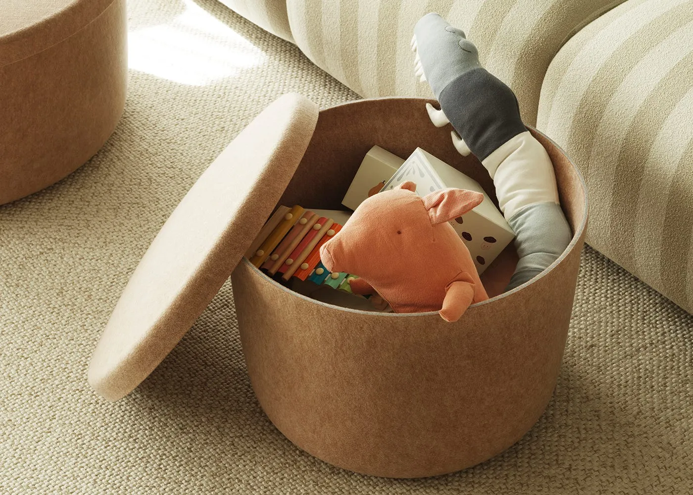 Normann Copenhagen Hide Storage Pouf Large in Sand 3