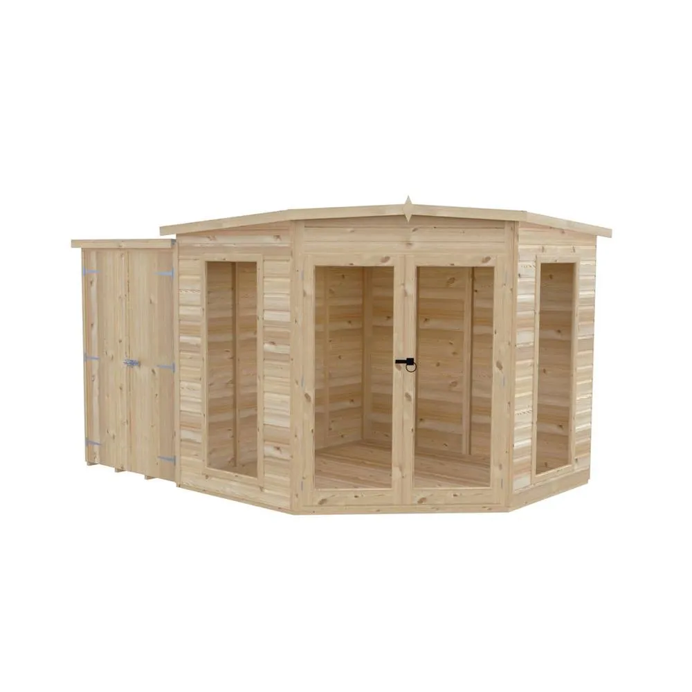 Shires Barclay 8 x 12 Feet with Side Shed - L119 x W224.8 x H190.2 cm in Brown