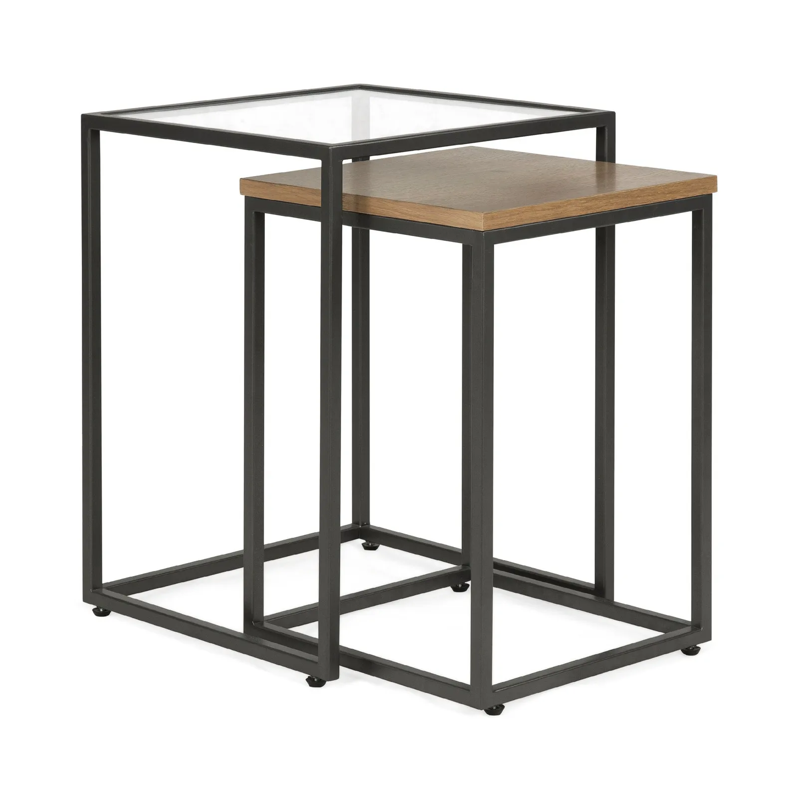 Dillon Nest of Tables Oak Brown and Grey