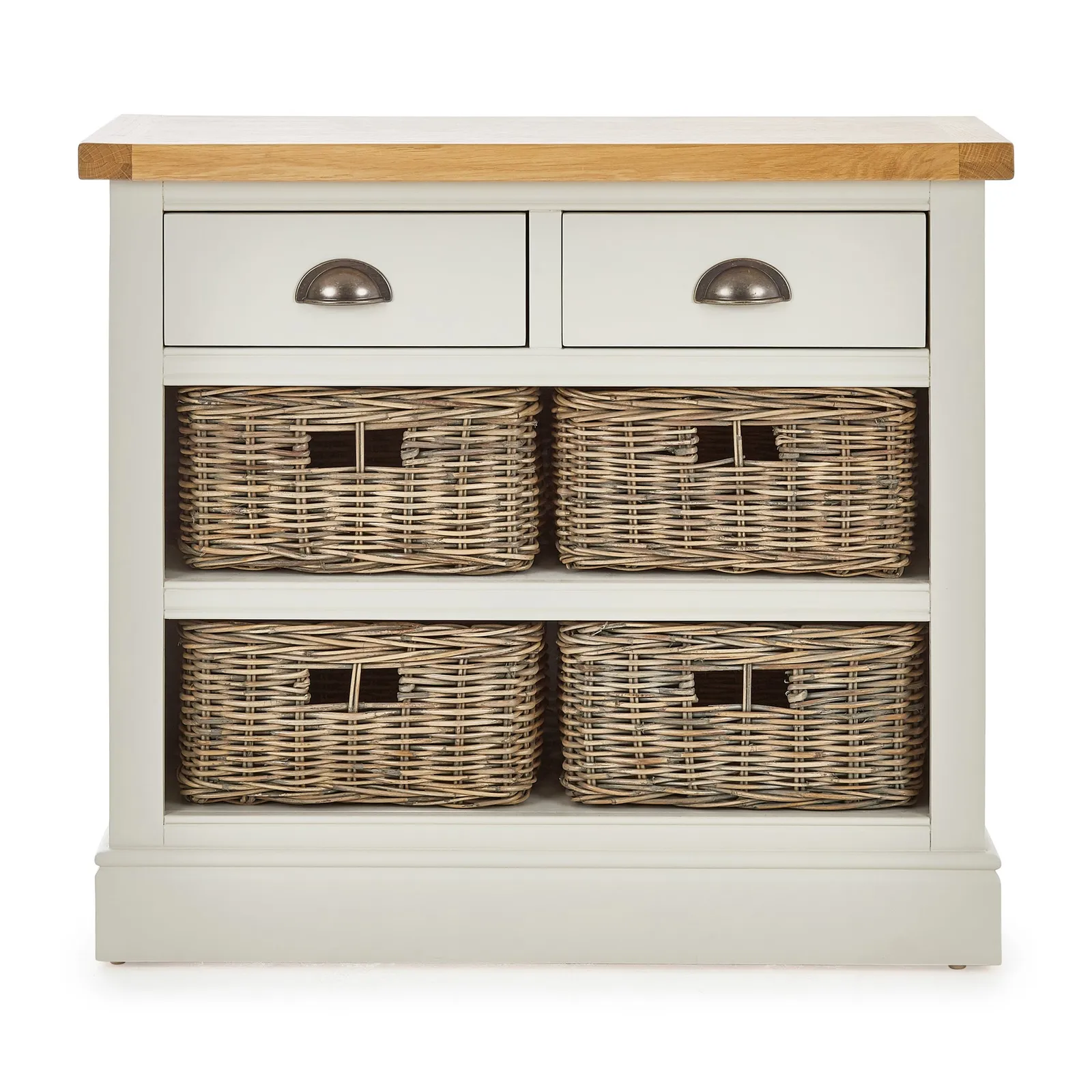 Compton Ivory Console Table with Baskets Cream