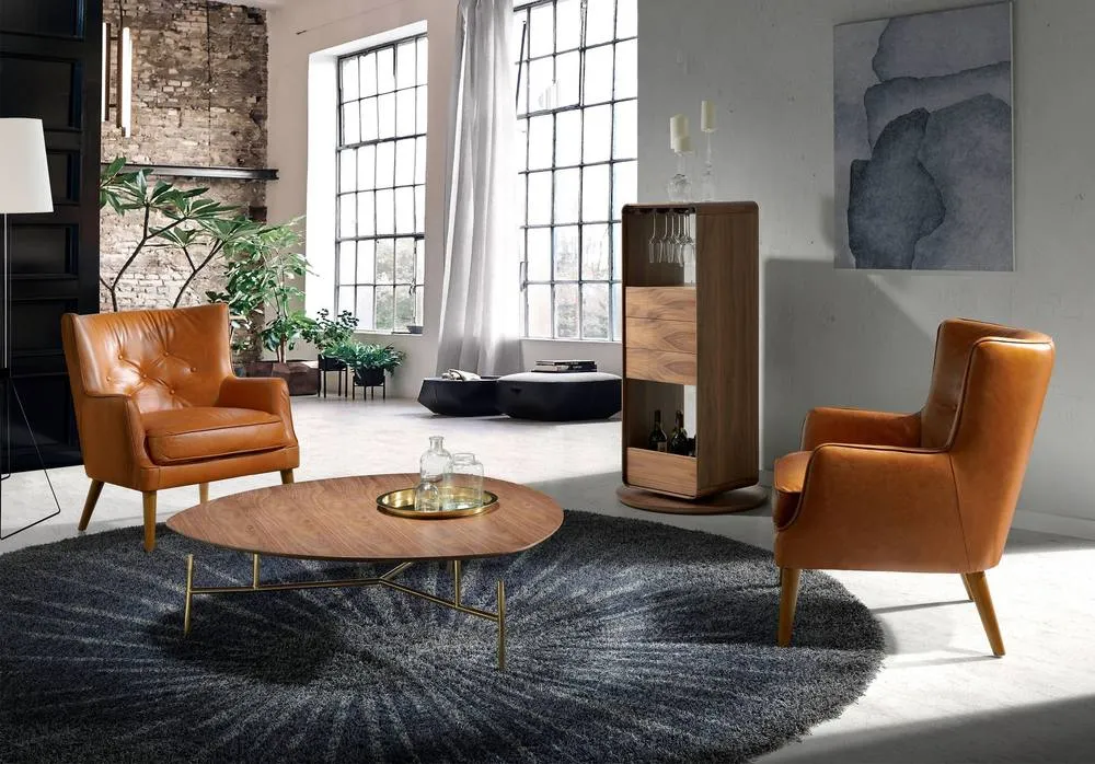 Angel Cerda Brown Chester Armchair, Split Cowhide Leather, Walnut 4