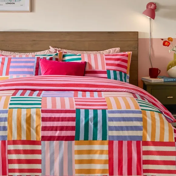 furn Ana Stripe Reversible Duvet Set Single, Multi 4