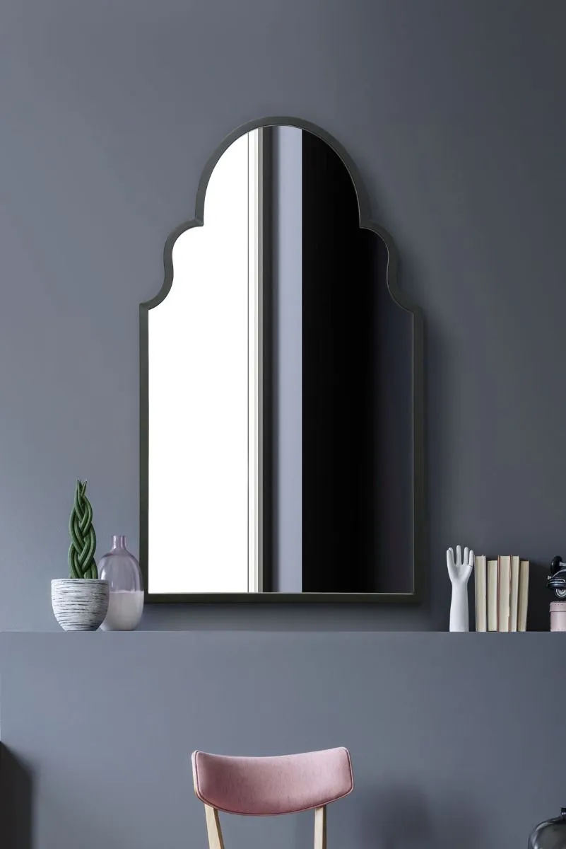 MirrorOutlet Black Metal Framed Arched Wall Mirror 41" X 24" (104CM X 61CM)