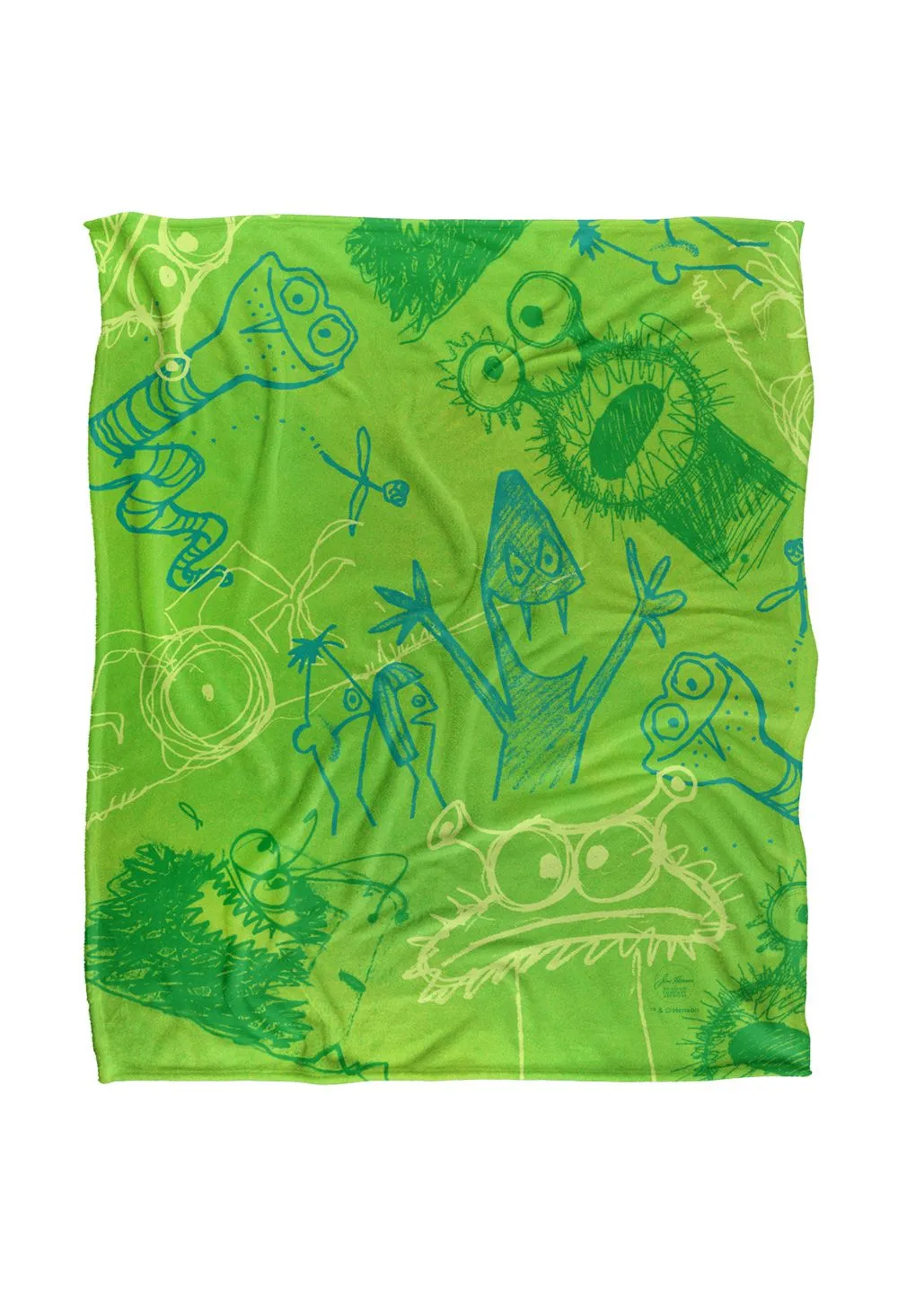 Jim Henson Signature Collection Green Monsters Silky Touch Super Soft Throw Blanket 152 X 127 cm in White