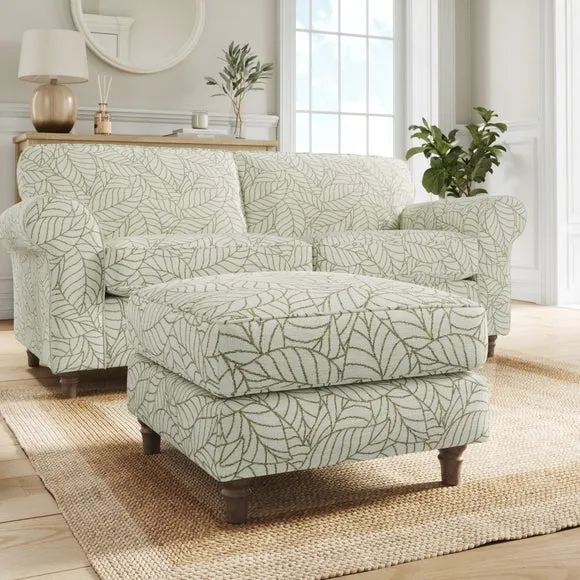 Flori Woven Leaf Fabric Footstool 1