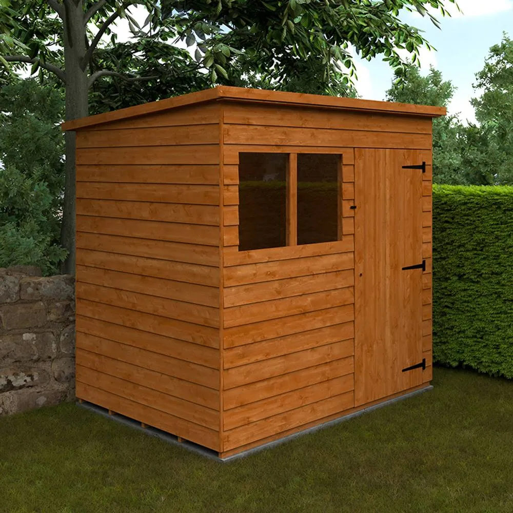 Buttercup Farm 7 x 5 Feet Budget Pent 9mm Shed - Solid Wood/Softwood/Pine in Burnt Orange 2