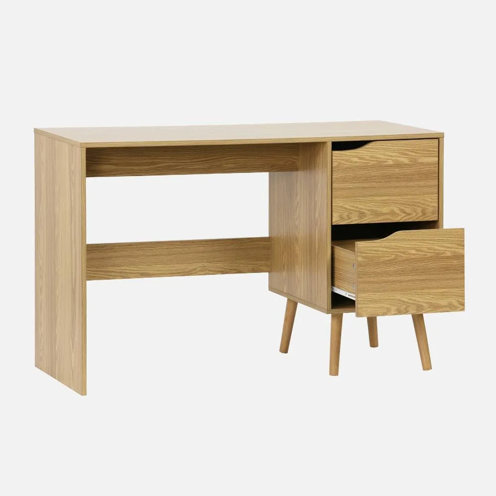 sweeek 2-drawer Desk With Vintage Walnut Effect in Light Grey 2