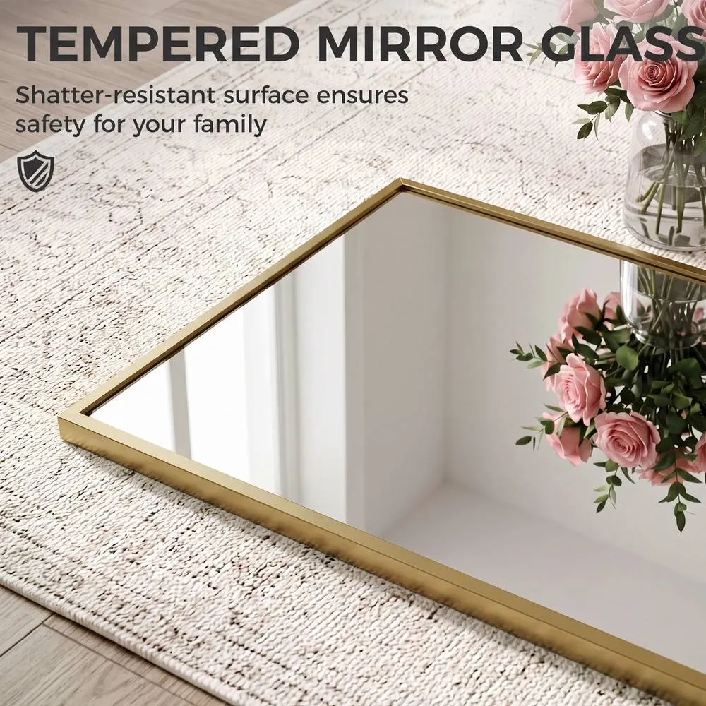 HOMCOM 40 x 110 cm Full Length Wall Mirror with Adjustable Hooks, Gold Tone 6