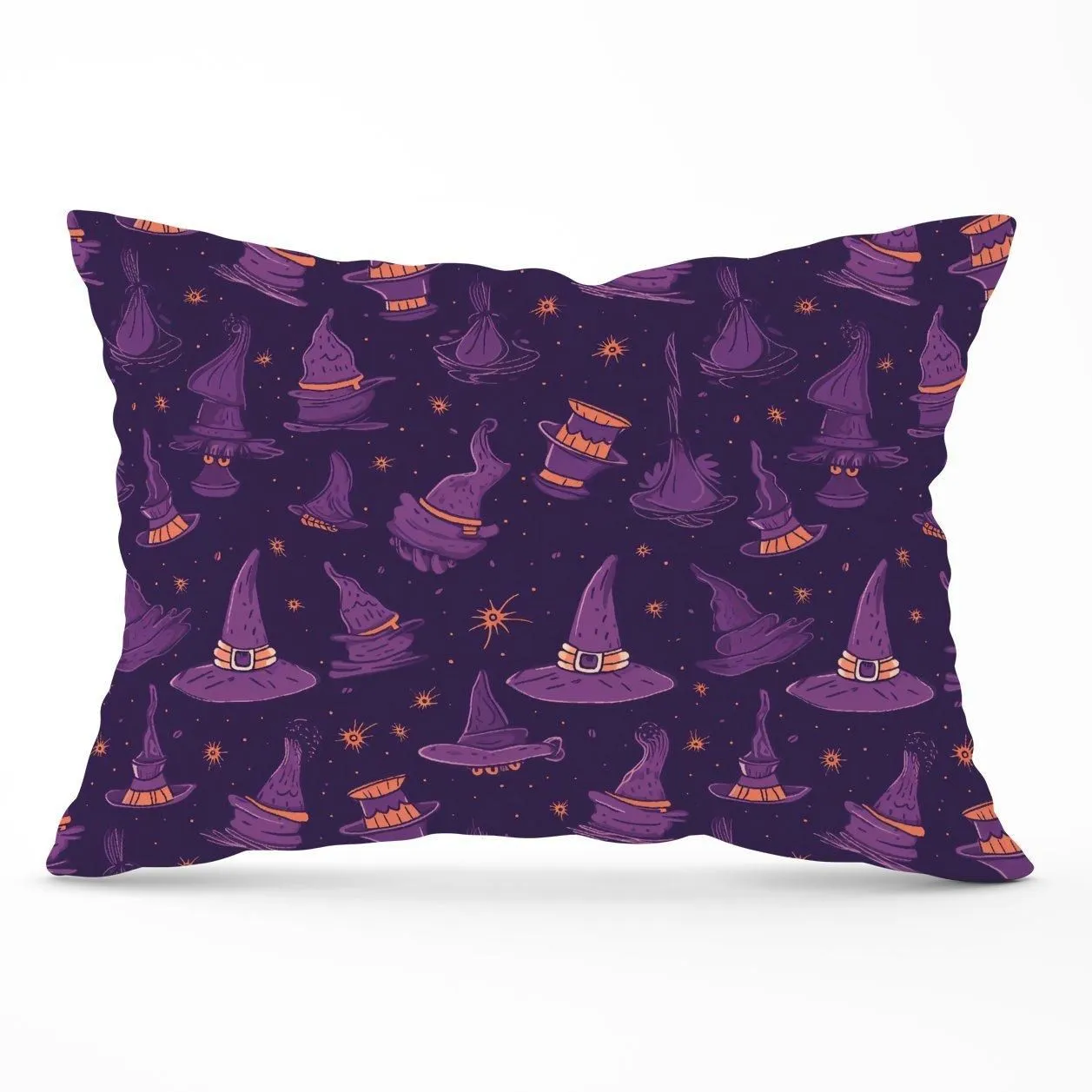 Warren Reed - Designer Witch Hats & Broomsticks Cushions in Purple