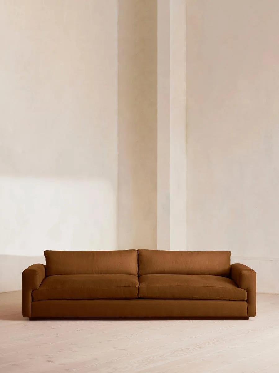 Mossley Four Seater Sofa, Linen, Terracotta