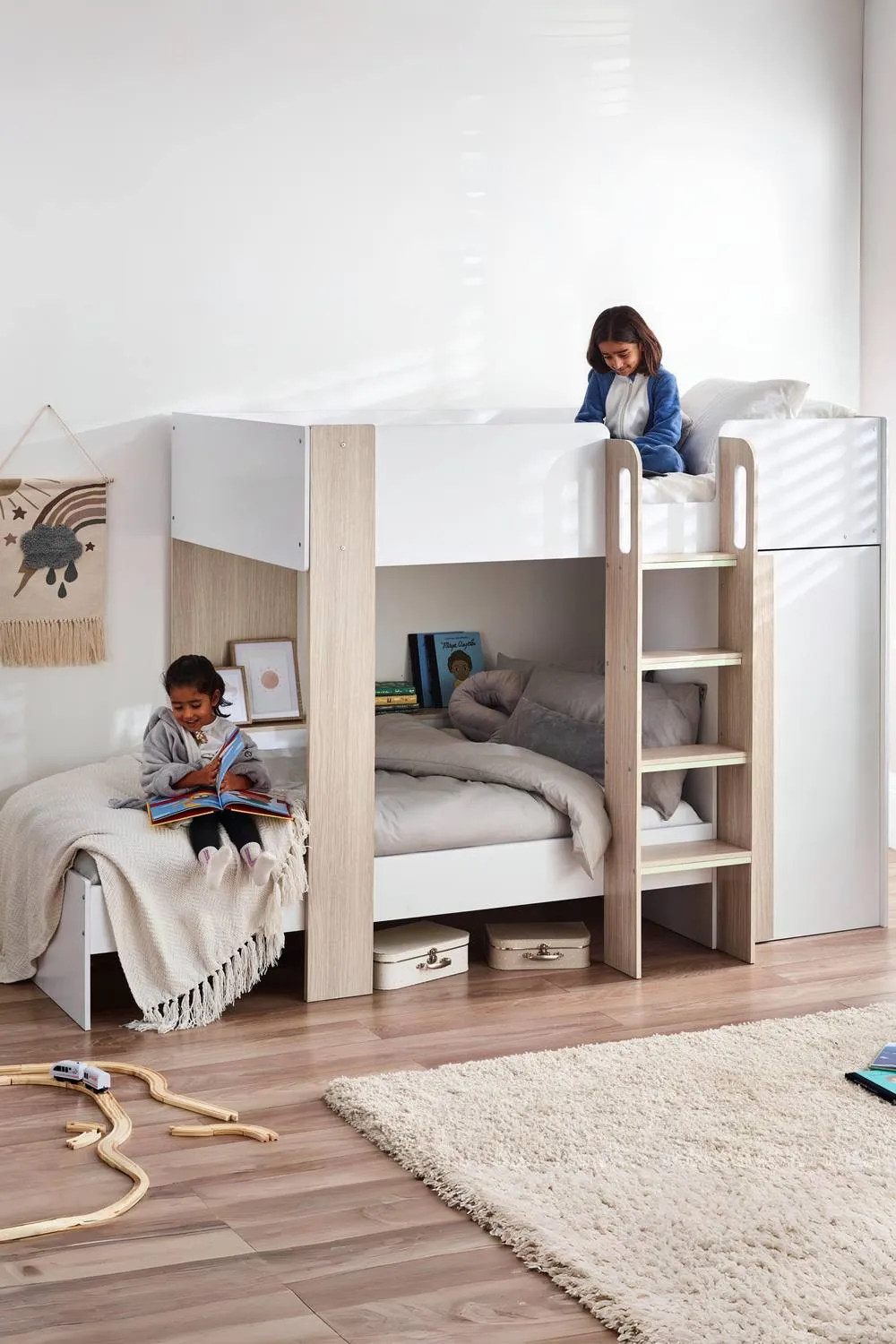 Julian Bowen Horizon Single White & Wood Effect Multiway Bunk Bed 2