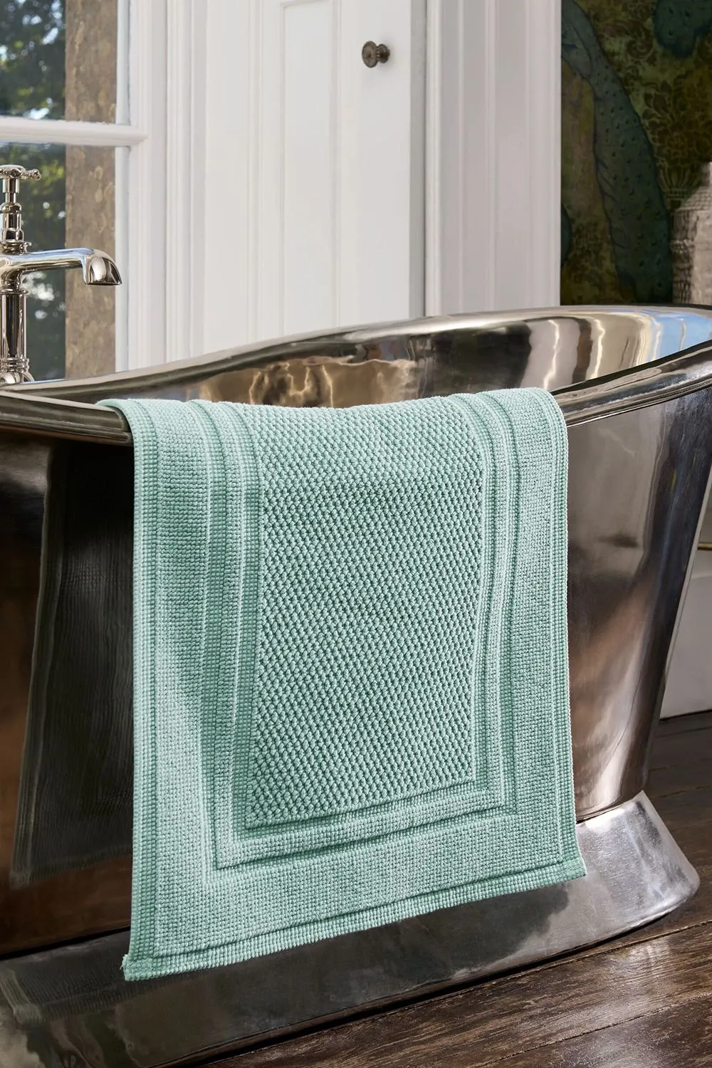 CHRISTY 'Fina' Luxury Heavyweight Woven Bath Mat in Light Blue