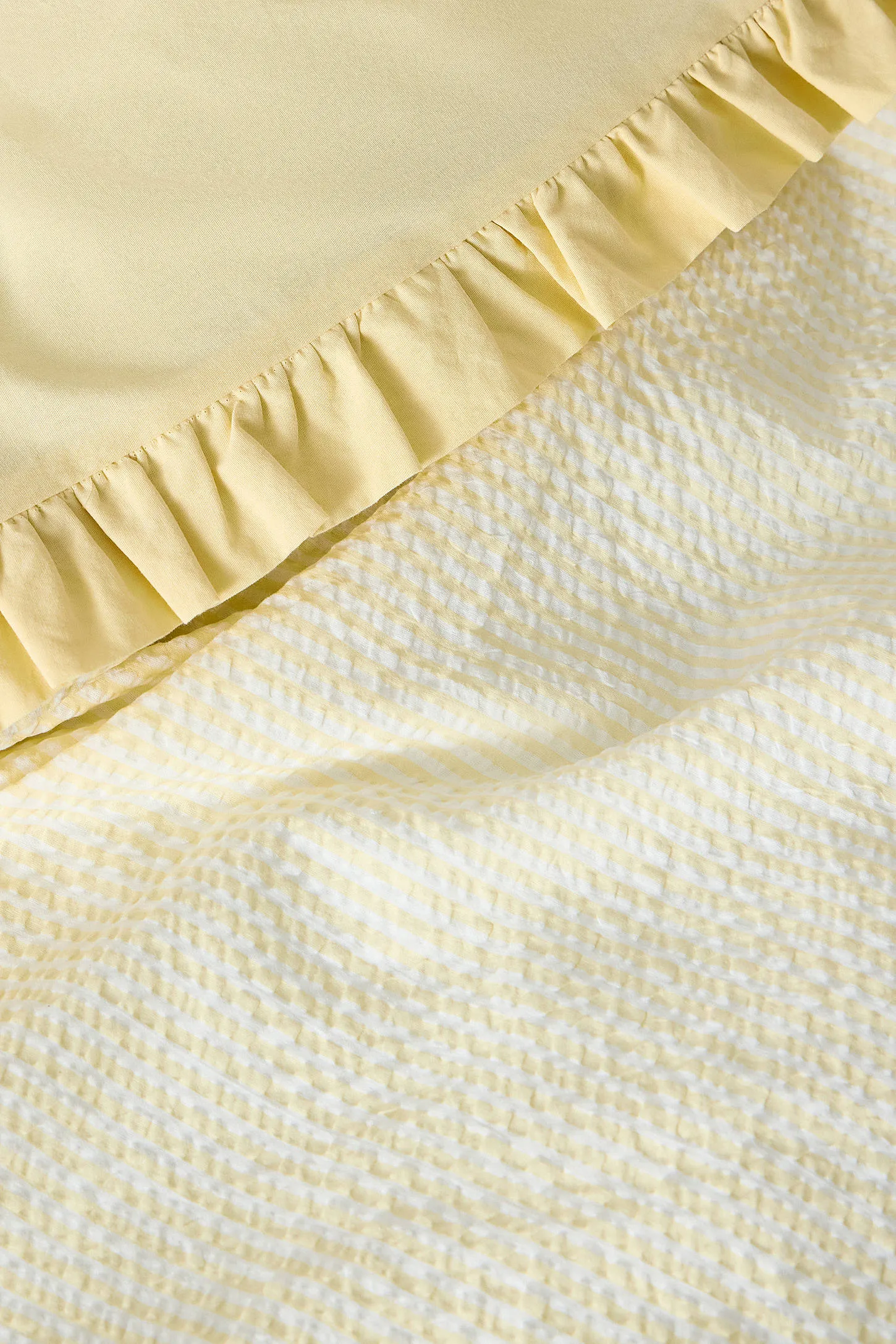Yellow Stripe Seersucker Duvet Set - Yellow 5