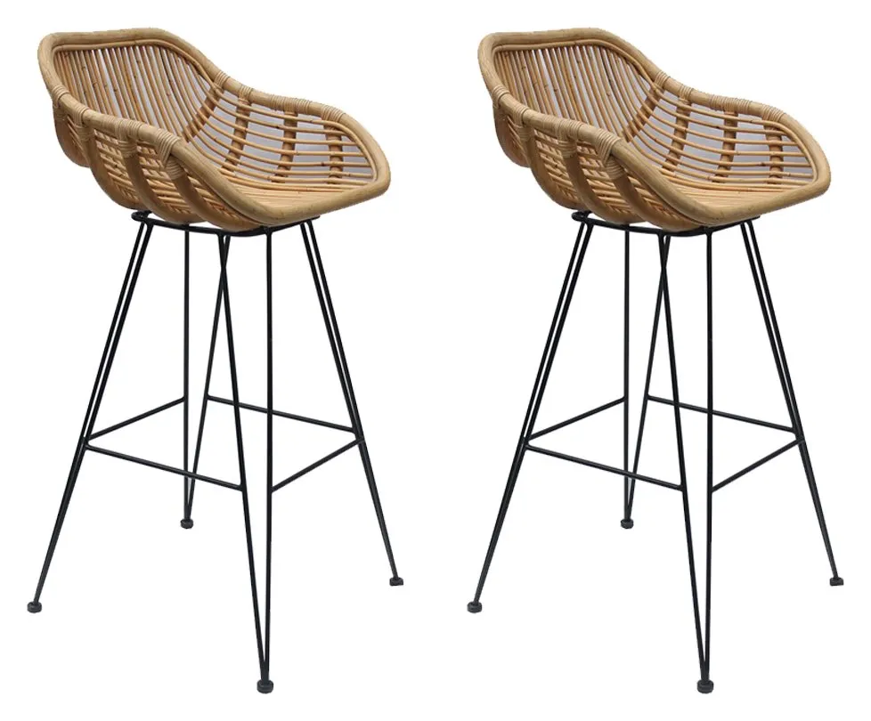 Bodan Pair of Metal Barstools - Natural