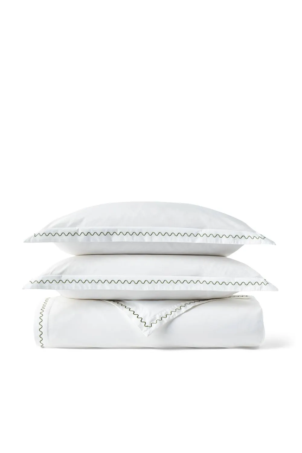 CHRISTY 'Wave Edge' Embroidered Cotton Percale Duvet Cover Sets in Green 2